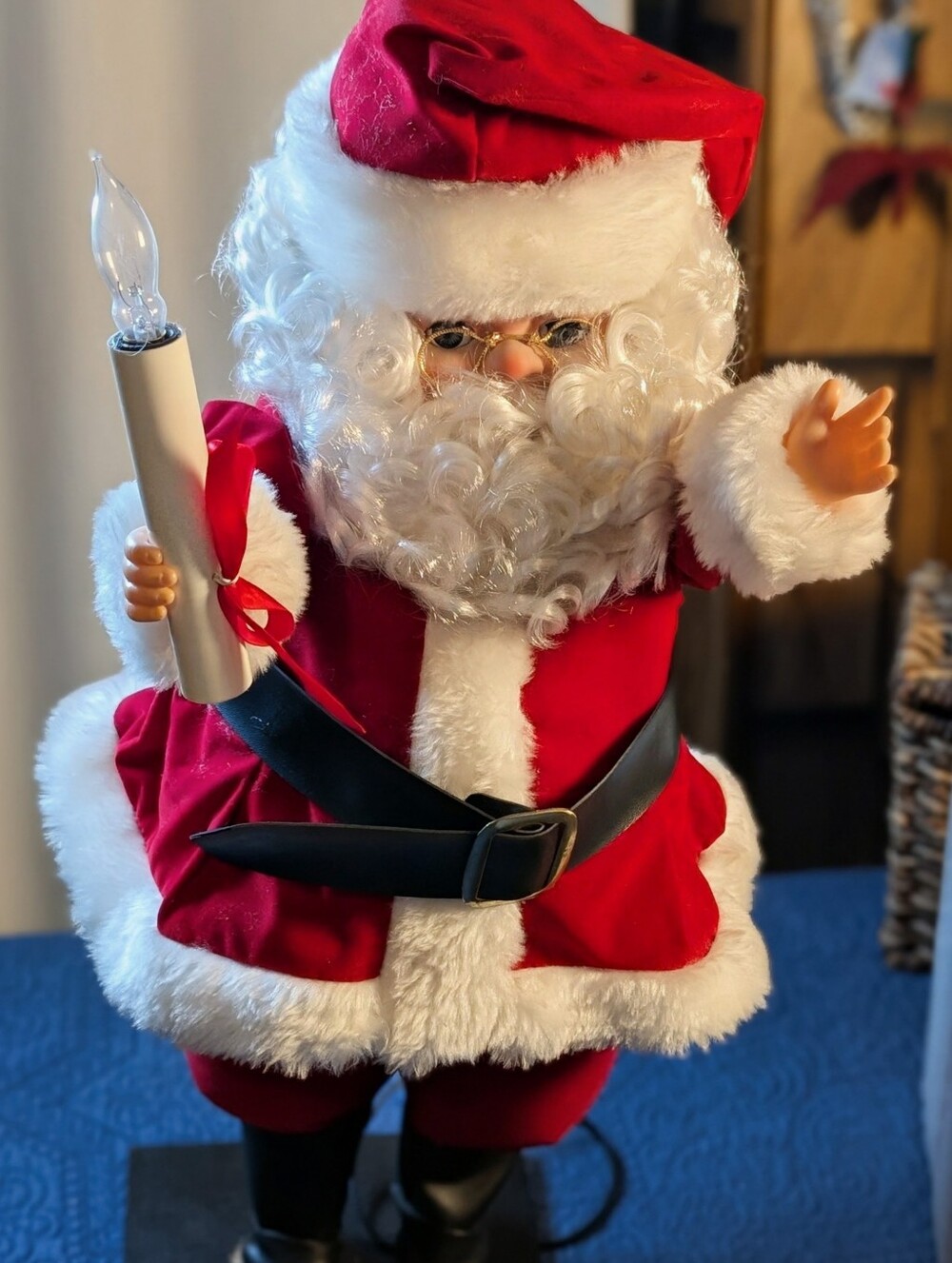 Vintage Design Arts Dancing Santa Clause  Illuminated Candle 21" 1988 Christmas